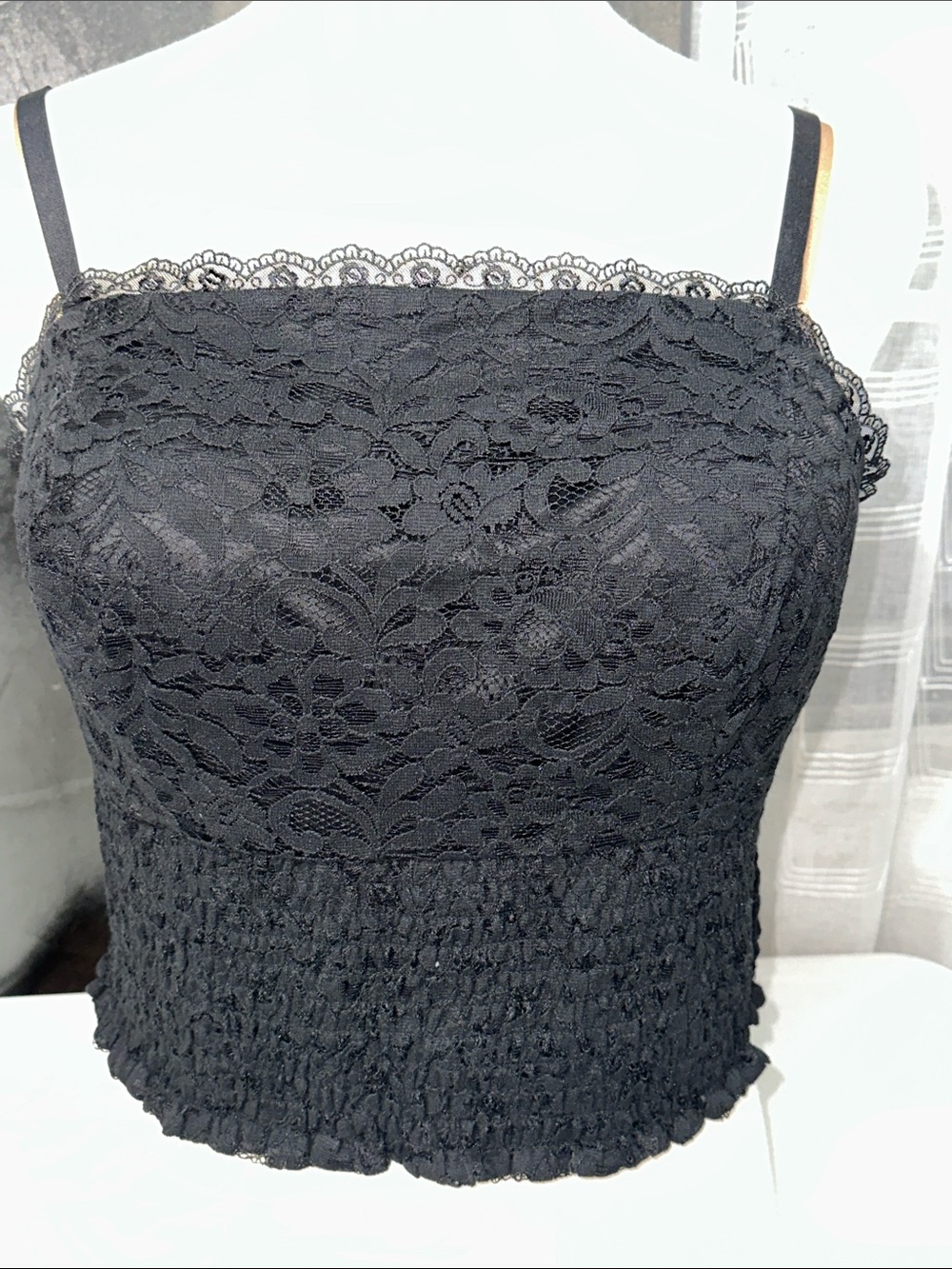 torrid Black Lace Strapless Smocked Cami Dress